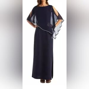 R & M Richards Rhinestone Poncho Navy Dress Size 20W NWT MSRP $99